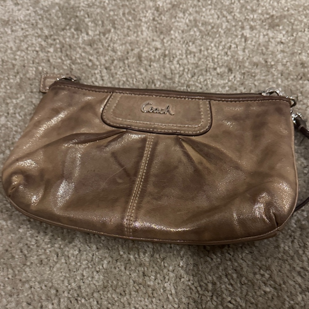 Coach Metallic Tan Wristlet/Clutch